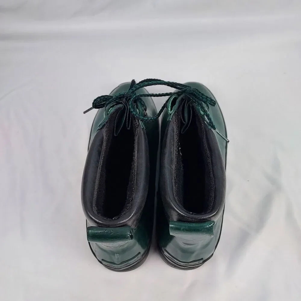 Eddie Bauer Green Rubber Rain Boots Mens 9 Lace Up Waterproof Outdoor